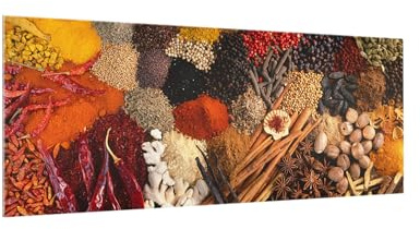 micasia Glas Spritzschutz magnetisch 4 mm starke Küchenrückwand Küche Glasrückwand - Made in Germany - Modern Gewürze Wandpaneel orange Küche Magnetwand 3812-M (125x50cm)