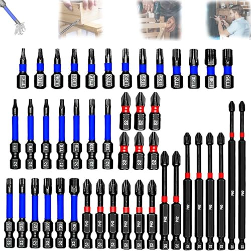 Generisch Multi-Tool S2 Magnetic Drill Bit Set – 46 Piece Magnetic Impact Nut Driver Set, High-Magnetic Screwdriver Drill Bit Set Anti Slip for Impact Drill, DIY, Home, and Workshop Use
