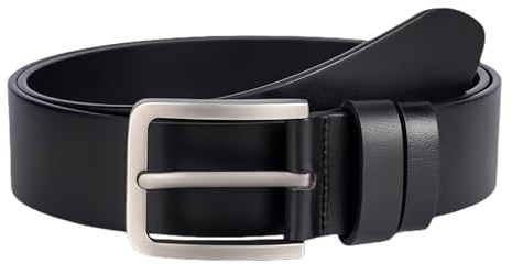 pawpoem Gürtel Herren Vollledergürtel, Herren Ledergürtel Aus Rindsleder 3,8cm Breiter, Ledergürtel Aus Breiter, Trachtengürtel, Guertel fuer Maenner, Vollleder Herrengürtel in Schwarz, Robust