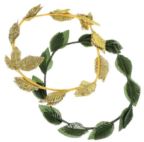 LOPUNER 2 Stück Blattkrone Kopfschmuck für Cosplay und Maskerade Römisches Haarschmuck Gold und Grün für Hochzeiten und Besondere Anlässe
