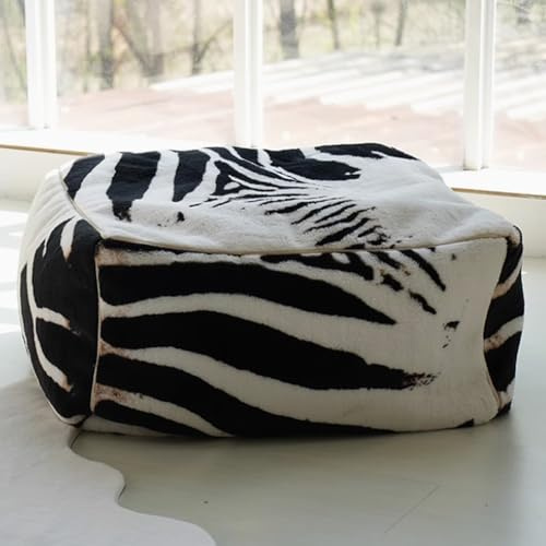 KBZSlyn Sitzsack (ohne Füllung) Plüsch-Tier-Sitzpuff mit Kuh-Print, Ottoman-Bezug, Fußhocker, Sitzsack, Fußstütze, Fußhocker, lässig, for Schlafzimmer, Balkon, Wohnzimmer, kreativ(Zebra)