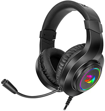 Redragon H260 Hylas Gaming Headset Kabel 50mm RGB Schwarz | kabelgebundenes Gaming Headset Stereo Surround geräuschunterdrückendes Mikrofon dynamische RGB Over-Ear
