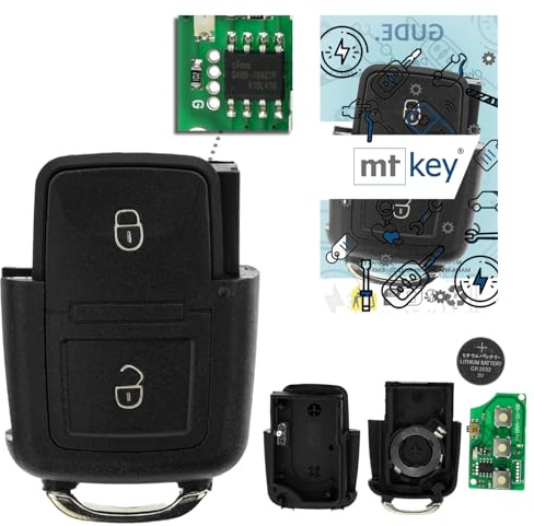 MT-KEY Funk Schlüssel Fernbedienung Sender 434MHZ kompatibel mit VW Golf IV Bora 1J Skoda Octavia 1U Seat Ibiza III Leon I Toledo II 1J0959753N