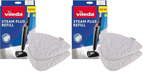 Vileda Steam Dampfreiniger Ersatzpads Mikrofaser | Hygienische Bodenreinigung - Passend für alle Böden, Waschbar & Wiederverwendbar | 2 Stück (Packung mit 2)