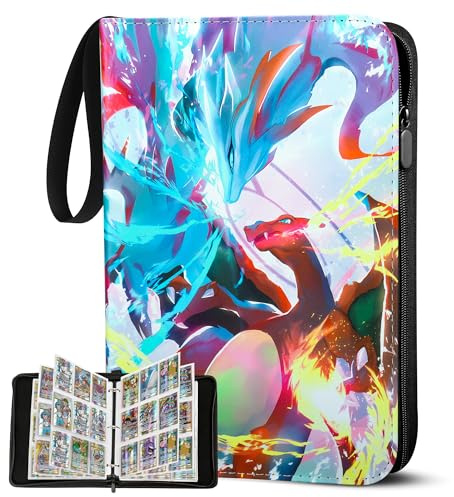 Herritozl Sammelalbum für Pokemon 900 Karten - 50 Seiten 9 Taschen Album | Groß Sammelkarten Album, Tragbar Wasserdicht PU Karten Halter Heft Ordner Buch, Sammelkartenalben für Sammler shl9