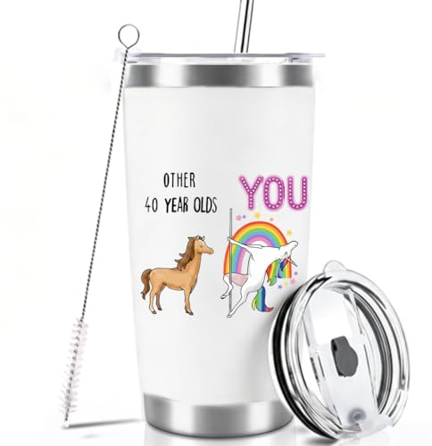 Posoto 40th Birthday Gifts for Women, 20oz Insulated Stainless Steel Mug