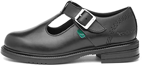 Kickers Girls Junior Girls Lach T-Bar Leather Shoes in Black - UK 5