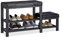 Relaxdays Schuhbank mit Fußschemel, bequeme Sitzpolsterung, 2 Ebenen, Schuhregal für Kinder, 50 x 30,5 x 90,5 cm, Schwarz
