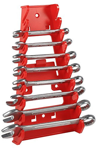 Schraubenschlüsselhalter, 9 Schlitze, roter Kunststoff, Standard-Schraubenschlüsselhalter, Organizer, Halter, Aufbewahrung von Werkzeugschlüsseln