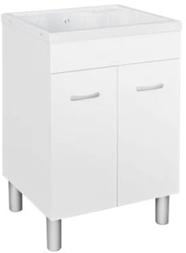 LAVATOIO IN NOBILITATO CON VASCA IN ABS cm 60 x 60 Altezza 90 Bianco Opaco