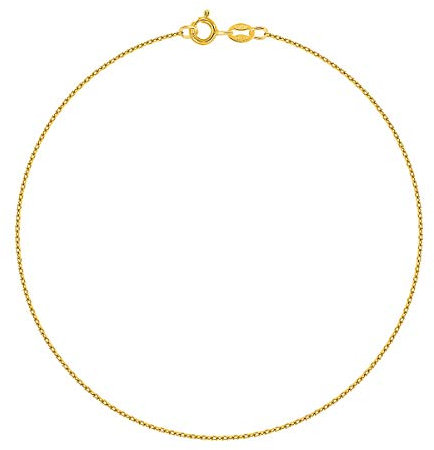 PLANETYS - Chaîne de Cheville Argent 925/1000 Plaqué Or Jaune 18 Carats Maille Forçat Diamantée Largeur: 1 mm