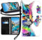 Sunrive Funda para bq Aquaris X2/X2 Pro, Cuero Artificial Sintético Protectiva Carcasa Resistente Cierre Magnético,en Folio,Soporte Plegable(Gato Mariposa B1) + 1x Lápiz óptico