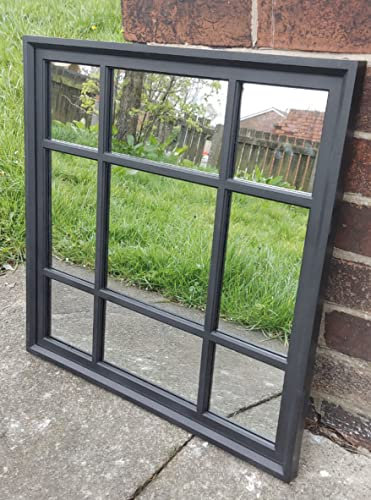 Window FA9 BLACK SQAURE SHAPE VINTAGE ELEGANT STYLE WALL MIRROR SIMPLY STYLISH DECOR WALL INDOOR/OUTDOOR GARDEN MIRROR 61x61CM