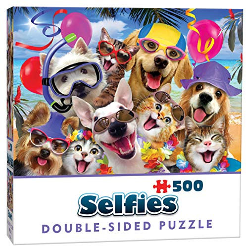 Cheatwell Games Double-Sided 500 Piece Jigsaw Puzzle Selfie At The Beach