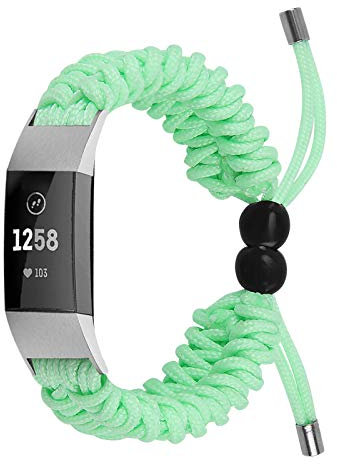 TopTen Bracelet de montre compatible avec Fitbit Charge 2, bracelet en corde de nylon réglable (vert)