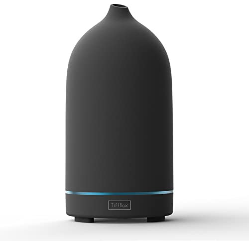 Ceramic Essential Oil Diffuser for Essential Oils Handcrafted Ultrasonic Humidifier 100ml Aromatherapy Diffuser Waterless Auto Shut-Off 4 Timing Set 7 Color Changing LED for Home Office