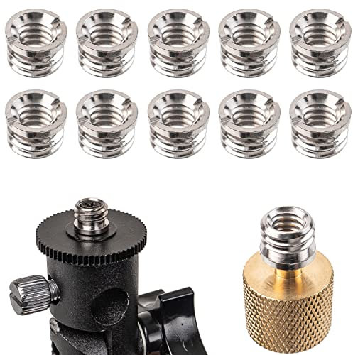 Tornillo adaptador de rosca 1/4-20 hembra a 3/8-16 macho, 10 piezas, rosca reductora hembra a macho, manguitos reductores, adaptador de tornillo, tornillo de trípode, para trípode, luz, screw camera