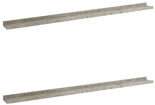 vidaXL 2X Wandregal Bücherregal Wandboard Schweberegal Hängeregal Dekoregal Freischwebend Regal Büroregal Wandablage Betongrau 115x9x3cm