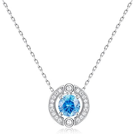 Geburtsstein Anhänger Halskette Damen - 925 Sterling Silber Dezember Tansanit Halskette mit Zirkonia | Fashion Birthstone Schmuck | Mode Geburtstag Geschenke für Frauen Mädche(Verstellbare Kette )