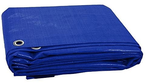 KAV Universal Multi-Purpose 120 GSM Tarpaulin Waterproof Heavy Duty Premium Cover Tarp with Eyelets Large Ground Sheet in Blue for Garden Furniture, Pool, Car, Truck - 18x24 ft (5.5x7.3 m)