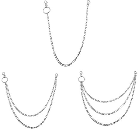 3 PCS Jeans Chains, Pocket Chain Wallet Chain Belt Chains Silver Pants Chains Hip Hop Pants Chain Keyring Wallet Chain for Men Punk Rock Hip-hop Chains Jeans Biker Wallet Trousers Chains for Men Women