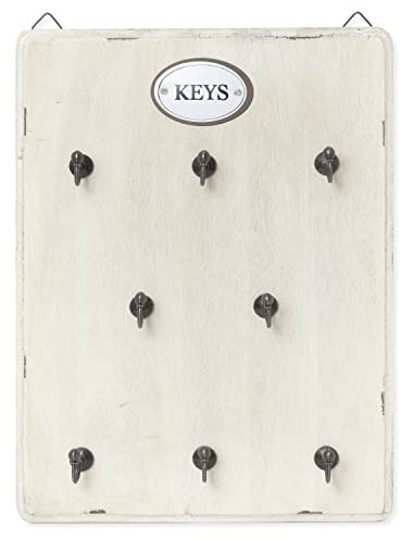 Moritz Schlüsselbrett Schlüsselkasten 25x33cm Keys 8 Haken weiß Schlüsselhalter Vintage Schlüsselboard Schlüsselaufbewahrung