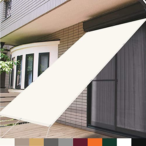 AMZHU Sonnensegel 2x5M wetterbeständig Quadratisch Garten Blumen Pflanze Tarp 98% UV Schutz Leinen 100% Reißfestes inkl Befestigungsseile, Elfenbein, 21996