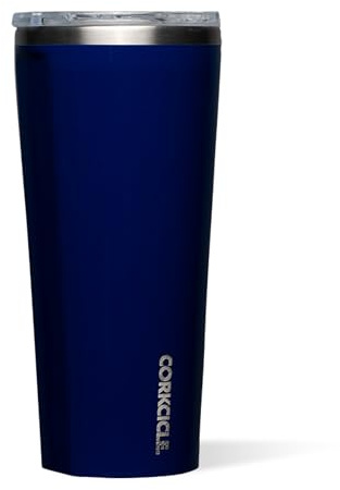 Corkcicle Insulated Tumbler with Sliding Lid, 24 oz, Gloss Midnight Navy | Shatterproof Cover - Car-Friendly Base - BPA-Free Materials - No-Sweat Exterior - Easy-Grip Sides - Durable Construction