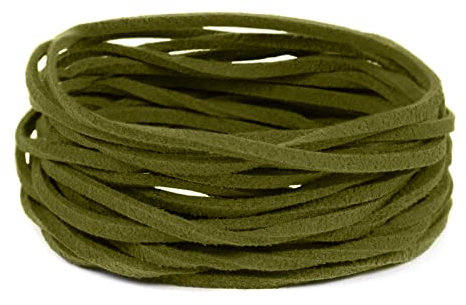 LEREATI Faux Leather Cord for Jewellery Making, 3mm Suede Cord Flat Leather String, 5m Leather Thong Cord Beading Thread for Necklace, Bracelet, Pendants, Dream Catcher, DIY Crafts (Army Green)