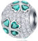 Sparklig Pave Grün Vier Blatt Klee Charms in 925 Sterling Silber, Irish Shamrock Runde CZ Ball Perlen passen Pandora Irland St Patricks Day Armband, Geschenk für Valentinstag/Weihnachten/Schwester