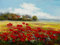 Leinwanddruck Abstrakte Wilde Rote Blume Mohnblumen Landschaft Ölgemälde auf Leinwand Moderne Pastorale Poster Kunst Wandbild für Wohnzimmer 70x100cm/27.5x39.4 Kein Rahmen