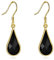 Schwarze Onyx Ohrringe für Damen Gold Tropfenform Sterling Silber Baumelnder Ohrringe LeverBack Schmuck Geschenke für Frauen Mädchen