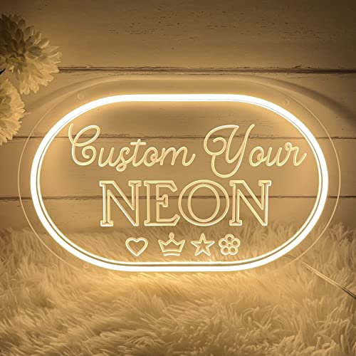 Neon Personalizado, 3D Tallados Neon Carteles Custom LED Letrero Neon Luminoso para Decoración de Pared Letras Neon Personalizadas para Boda Cumpleaños Fiesta Bar Tiendas(opción de forma/tamaño/texto)