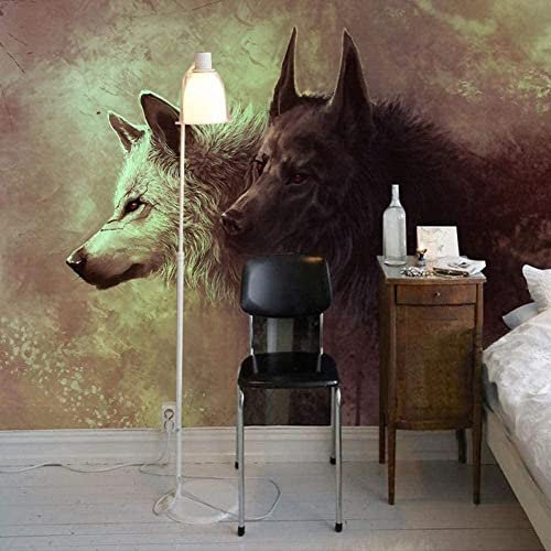 Fototapete Fototapete Wandbild Tierpaar Wolf Diy 3D Tapete Wohnzimmer Schlafzimmer Büro Korridor Dekoration Wandbilder Moderne Wanddekoration Selbstklebende Leinwand Wan 400 (Breite) x 280 (Höhe) cm