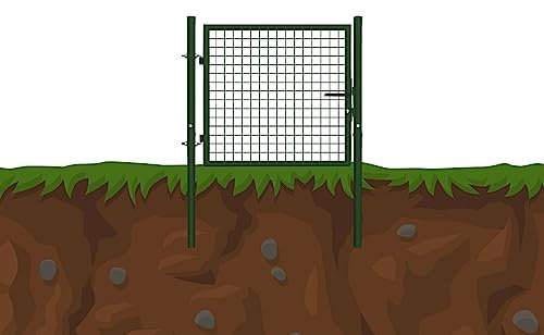 Gartentür Grün/Anthrazit Gartentor Rundpfosten Gartenpforte Metall Geteilt Tor, Farbe:Grün, Höhe:1 x 0.8m