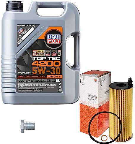 Inspektionspaket Wartungspaket Filterset mit 5 L Motoröl Top Tec 4200 5W-30, Ölfilter, Verschlussschraube