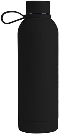 Borraccia Memotak Bottle Soft Touch Nero 500 ml personalizzabile STAMPA UV | Bottiglia isolata a tenuta stagna per Sport, Bambino, Bambina | 24 ore freddo & 12 ore caldo