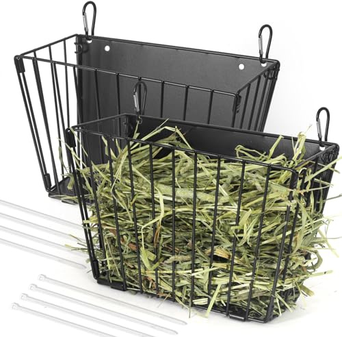 Rabbit Hay Feeder - Guinea Pig Hay Feeder - X-Large Metal Frame Bunny Hay Holder, 9.7x4.7x6.6 inch Guinea Pig Hay Holder for Bunny, Guinea Pigs, Chinchillas, Small Animals (2 Pack)