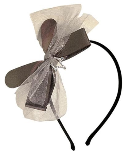 scicent Stirnband Mädchen Mode Haarreifen Damen Spitze Schleife Haarband Rockabilly Kopfband Vintage Haarschmuck für Mädchen Frauen (Grau) - 16316