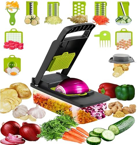 16 -in-1 Vegetable Chopper Kitchen Mandoline, Vegetable Slicer Food Chopper for Onion Veg Garlic Potato Salad Mini Dicer Chopper Cutter