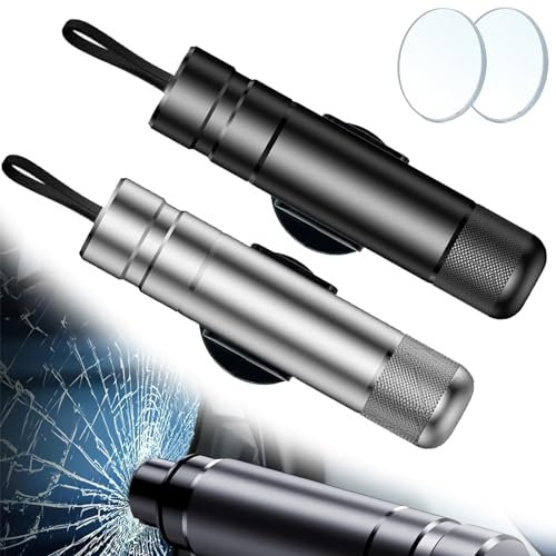 Hammerdex Glass Breaker and Seatbelt Cutter, Car Window Breaker Tool, Safehammer Glass Breaker, Safe Hammer Car Window Breaker, Window Breaker Seatbelt Cutter (Black+Sliver)