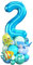 Luftballons 2. Geburtstag Junge Blau Ocean Zahlen 2 Folienballons für 2 Jahr Alt Geburtstags Deko mit Hai Fisch Shark 40 Zoll Groß Blau Grün unter dem Meer Tiere Zwei Digit Ballon für Zweite 2nd Party