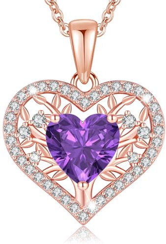 LAVUMO Collier Argent Sterling 925 Pendentif Arbre de Vie Bijoux Coeur Zirconia Cubique Cadeau pour Elle Femme Maman Noël Anniversaire Fête des Mères Saint Valentin Cadeau