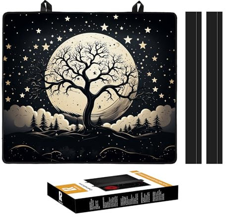 KitchenRaku Hob Cover, Electric Hob Covers, Ceramic Hob Covers, Induction Hob Covers, Glass Hob Covers, 61x53cm Hob Covers for Electric Cookers to Protect from Scratches (Stars and Trees Pattern)