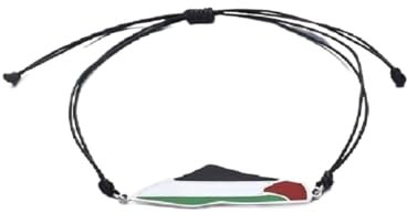 Bracelets Tissés Avec Drapeau De La Palestine - Bracelets Personnalisés À Double Couche En Corde Pour Hommes Et Femmes, Bracelet Patriotique À Cordon Réglable De Style Palestinien, Blanc, 4,7