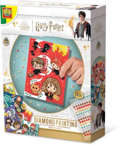 SES Creative 09342 Harry Potter Diamond Painting für Kinder, inklusive 180 Diamant-Punkt-Aufklebern und 5 Harry Potter-Mosaikkarten