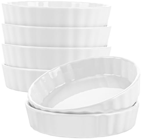 APACALI 6 PCS Moules à Tarte en Porcelaine, 120ml Ramequin Moule à Soufflé Crème Brulée, Ramequin Creme Brulee pour Muffin, Gâteau, Dessert, Sauce