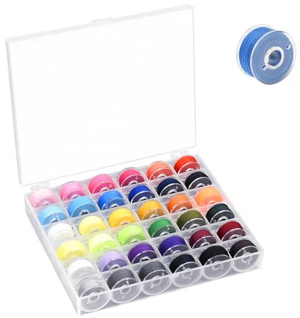 Nähmaschine Spulen Set mit Nähgarn, 36 Stück Vielseitige Unterfadenspulen, Nähmaschinenspulen mit kreativen Nähfaden - Ideal für Brother, Babylock, Janome, Kenmore, Singer