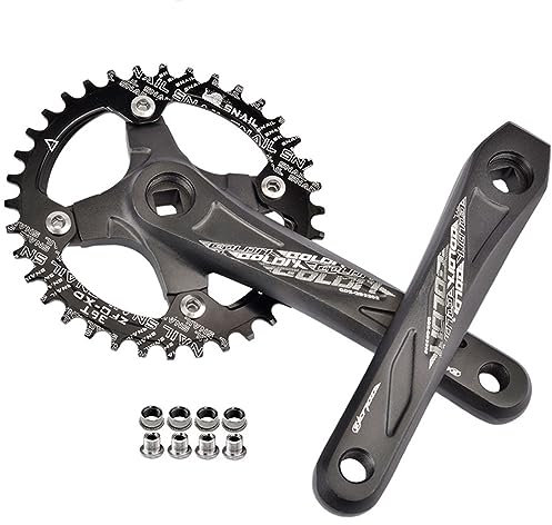 Kurbelgarnitur Single Speed Square Taper Kurbelgarnitur 170/175mm Mountainbike-Kurbelgarnitur 104/64BCD 32T/34T/36T/38T/40T/42T Kettenblatt MTB Kurbelarmsatz für MTB BMX Rennrad (Farbe: 175MM, Größe
