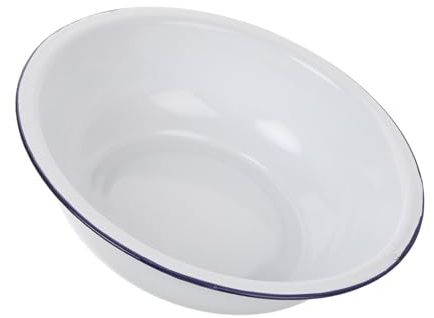 Gadpiparty White Enamel Mixing Bowl for Home Decor, Old Fashioned Style